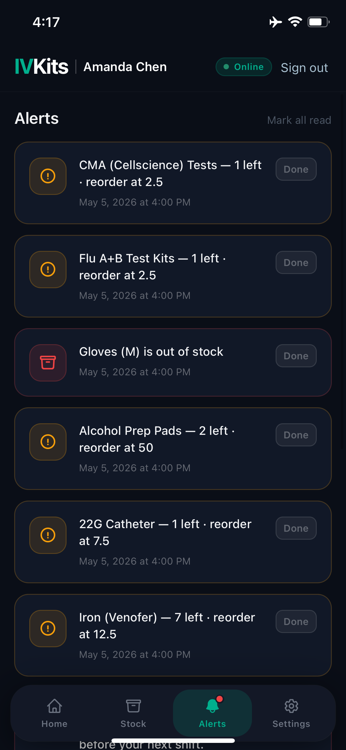 Nurse alerts