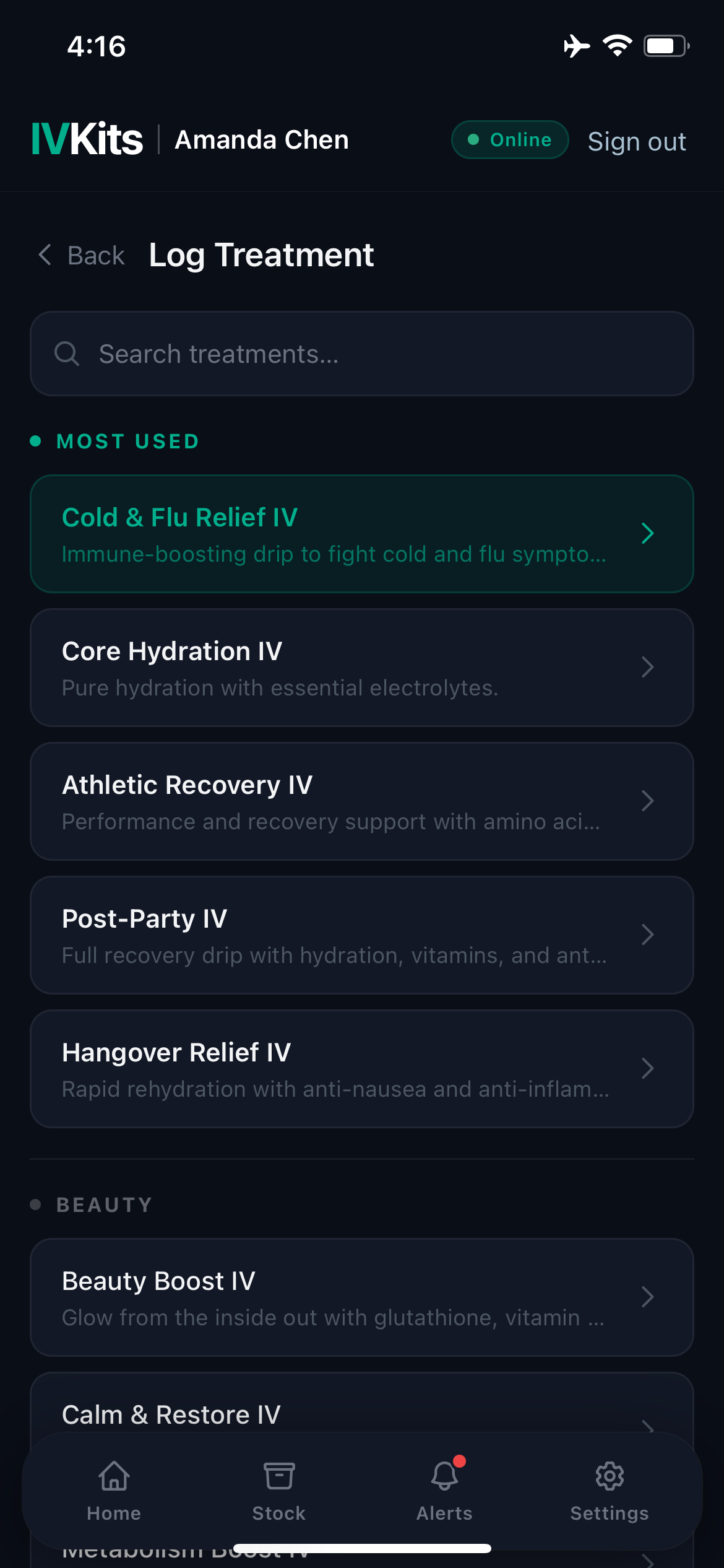 Nurse log treatment — select treatment template