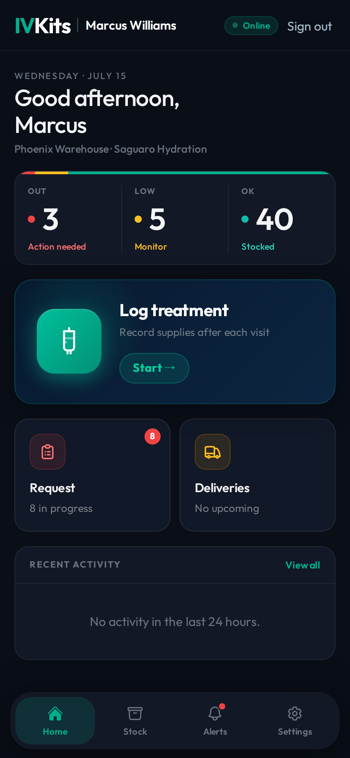 Nurse home screen